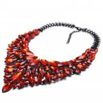 Ruby Red Crystal Marquise Glam Statement Necklace